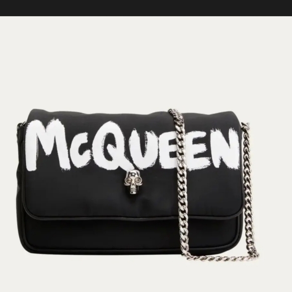 Alexander McQueen Handbags - Alexander McQueen Graffiti Logo Nylon Skull Shoulder Bag NWT